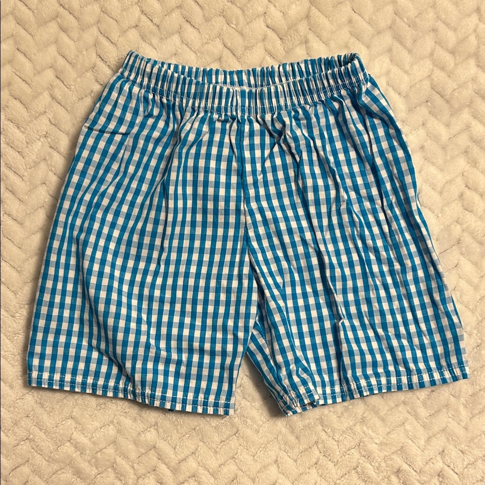 Teal Blue and White Checkered Shorts